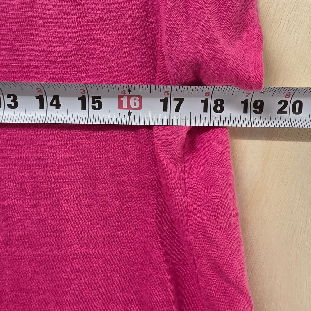 Tahari Womens Pink 100% Linen V-Neck Short Sleeve Seam Detail Top Size L - Picture 7 of 11